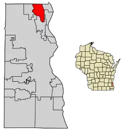 Location of River Hills in Milwaukee County, Wisconsin.