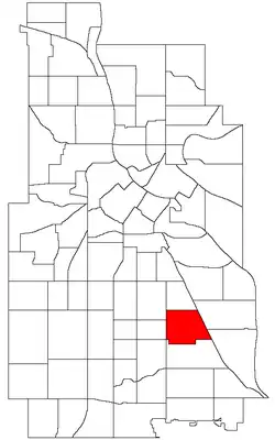 Location of Standish within the U.S. city of Minneapolis
