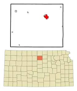 Location within Mitchell County and Kansas