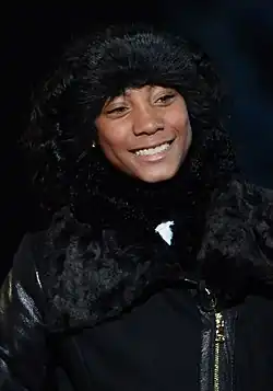 Mo'ne Davis attending the 2014 National Christmas Tree lighting ceremony