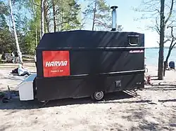A mobile sauna built into a trailer