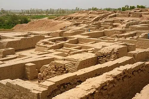 View of Mohenjo Daro, showing the walls and main streets of the city, unknown architect, c.2600-1900 BC[44]