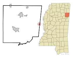 Location in Monroe County and the state of Mississippi