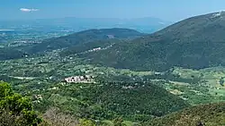 View from a mountain top on Montasola, Latium in Italy.