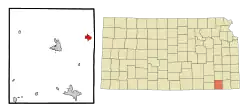 Location within Montgomery County and Kansas
