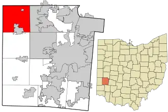 Location in Montgomery County and the state of Ohio.