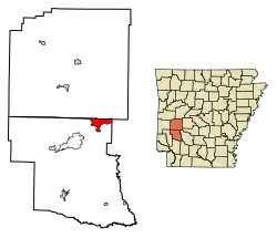 Location in Montgomery County and Pike County, Arkansas