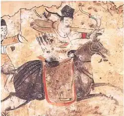 Painting depicting a Xianbei Murong archer in a tomb of the Former Yan (337–370).[10]