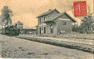 A postcard view of Bonneville-la-Louvet railway station in the early 20th century
