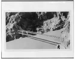 A picture of the Black Bridge as it neared completion in 1928, with the 1920 bridge directly beneath it before it was demolished.