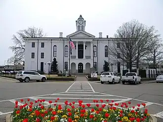 The north façade of the Lafayette County Courthouse