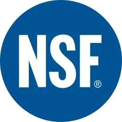 Blue circle with letters NSF