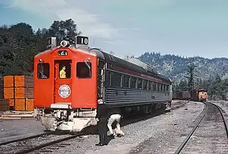 Northwestern Pacific Railroad train at Dos Rios in 1971