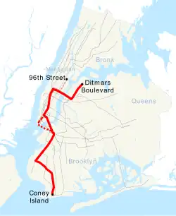 Map of the "N" train
