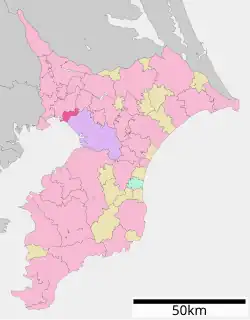 Location of Narashino in Chiba Prefecture