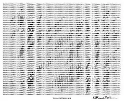 printout of artwork that looks like waves in ASCII art