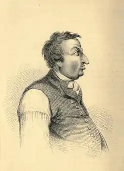 Waist-up etching of Bentley in profile