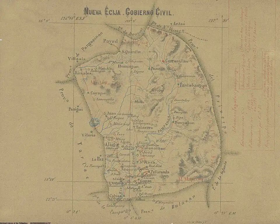 about 1851 Map of Nueva Ecija
