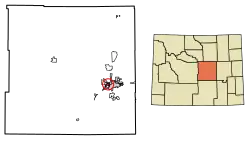 Location of Mills in Natrona County, Wyoming.