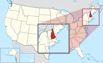 Location of New Hampshire within the United States