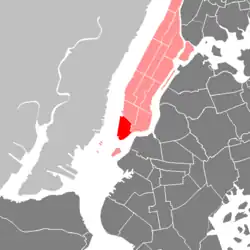 Location of Lower Manhattan