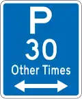 Parking Permitted: 30 Minutes (on both sides of this sign, other times)