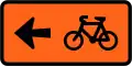 Cyclists follow this sign (to the left)