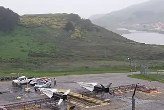 Overlooking the launch site at the former Fort Barry with Fort Cronkhite visible across Rodeo Lagoon