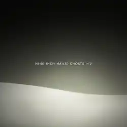 A black background with a wavy, white, hill-like shape on the bottom. The words "Nine Inch Nails Ghosts I–IV" are seen in the middle.