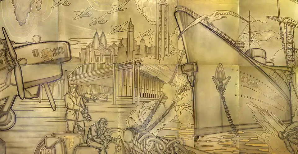 Gaston Suisse Normandie and aviation detail of the monumental lacquered decoration in the Palais de Chaillot[17]