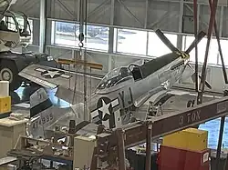 The National Air And Space Museum's P-51D Mustang Willit Run?, undergoing restoration work at the Steven F. Udvar-Hazy Center after being temporarily moved from the DC museum while the latter was being renovated.
