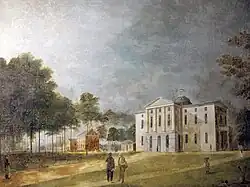 Watercolor by Jacob Marling depicting renovated state house, 1825[16]