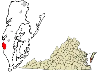 Location in Northampton County and the Commonwealth of Virginia