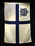 Former flag of Nyländska Jaktklubben (1861–1919), on display at the Maritime Museum of Finland in Kotka