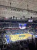 The interior of the O'Connell Center in 2024 before a men's basketball game versus Virginia