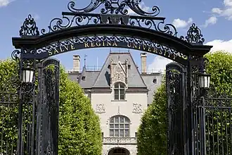 Entrance to Ochre Court, Salve Regina's first building