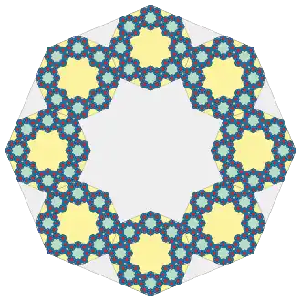 The first four iterations of the octoflake or 8-flake.