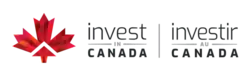 A stylized maple leaf in red tones, and the words "invest in CANADA /investir au Canada" in black.