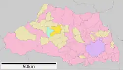 Ogawa (in bright yellow) in Saitama Prefecture