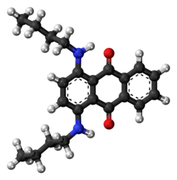 Ball-and-stick model of the Oil Blue 35 molecule