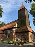 The historic wooden church tower in Gutkowo (now part of Olsztyn), Napoleon's observation point
