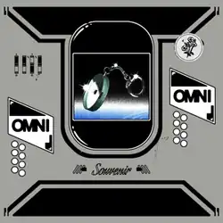 A gray device framed in black, with various white buttons, two icons showing the band's name on opposite sides, and a screen in the middle displaying a keyring