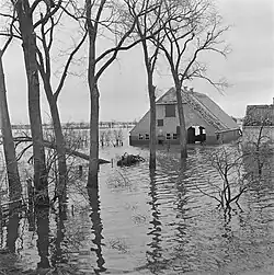Submerged farmhouse