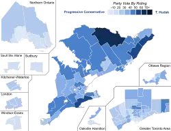 Support for Conservative Party candidates by riding