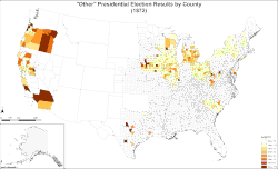 Map of "other" presidential election results by county