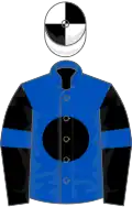 Royal blue, black disc, black sleeves, royal blue armlet, white and black quartered cap