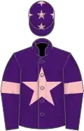 Purple, pink star, armlets and stars on cap