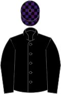 Black, black and purple check cap