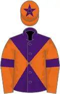Purple and orange diabolo, orange sleeves, purple armlet, orange cap, purple star