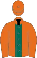 Orange, dark green stripe